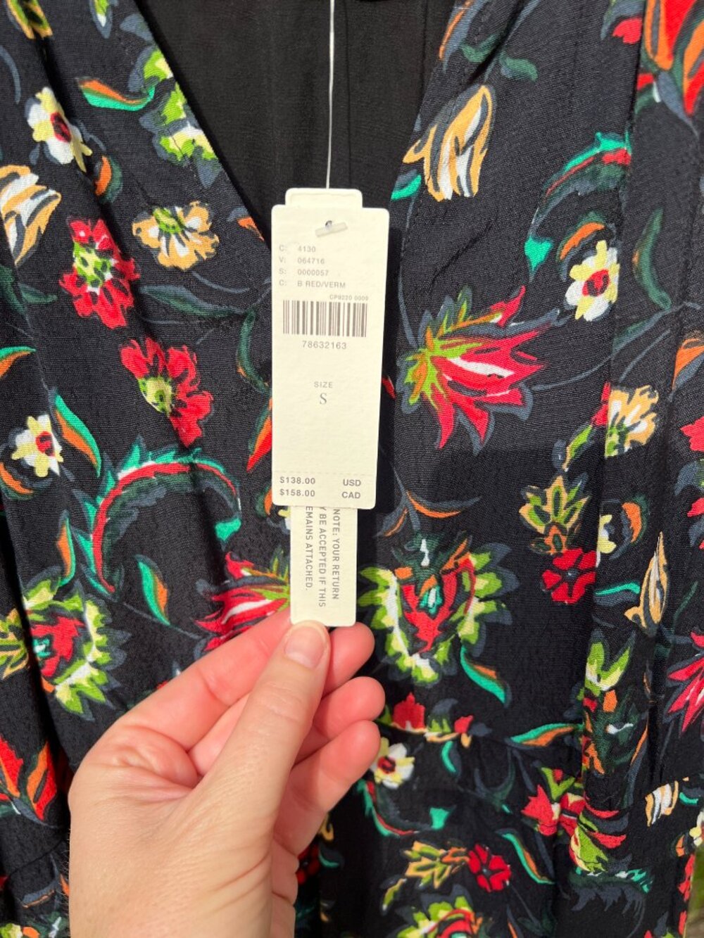Anthropologie Mini Floral Dress Black with Red and Yellow Flowers NWT Size Small - Picture 4 of 4